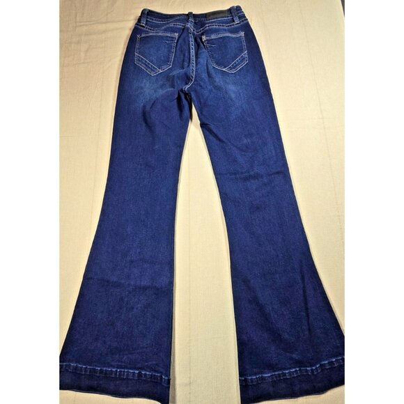 Rock & Roll Denim High Rise Trouser Flare Jeans Womens 27x34 Button Fly Stretch - Picture 5 of 16